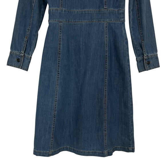 NWT Madewell Denim Tie-Neck Button Front Midi Shirt Dress Long Sleeve Size 00 - Picture 4 of 13